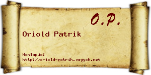 Oriold Patrik névjegykártya